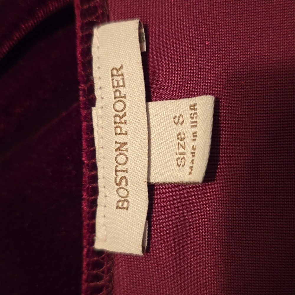 Boston Proper Burgandy Long Sleeve Whimsigoth Velvet Top S - Picture 3 of 5